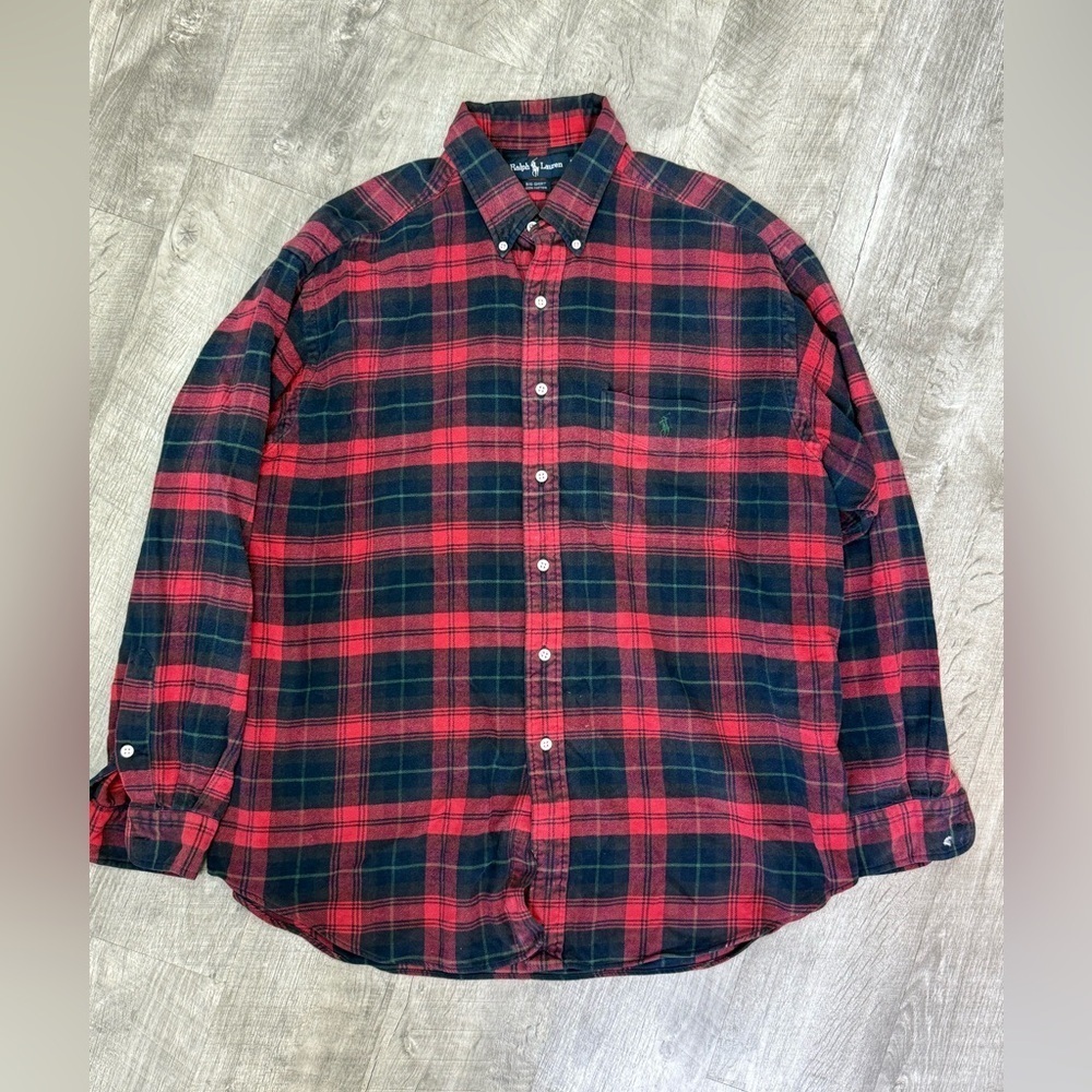 Polo Ralph Lauren Red and Black Plaid Shirt Size L